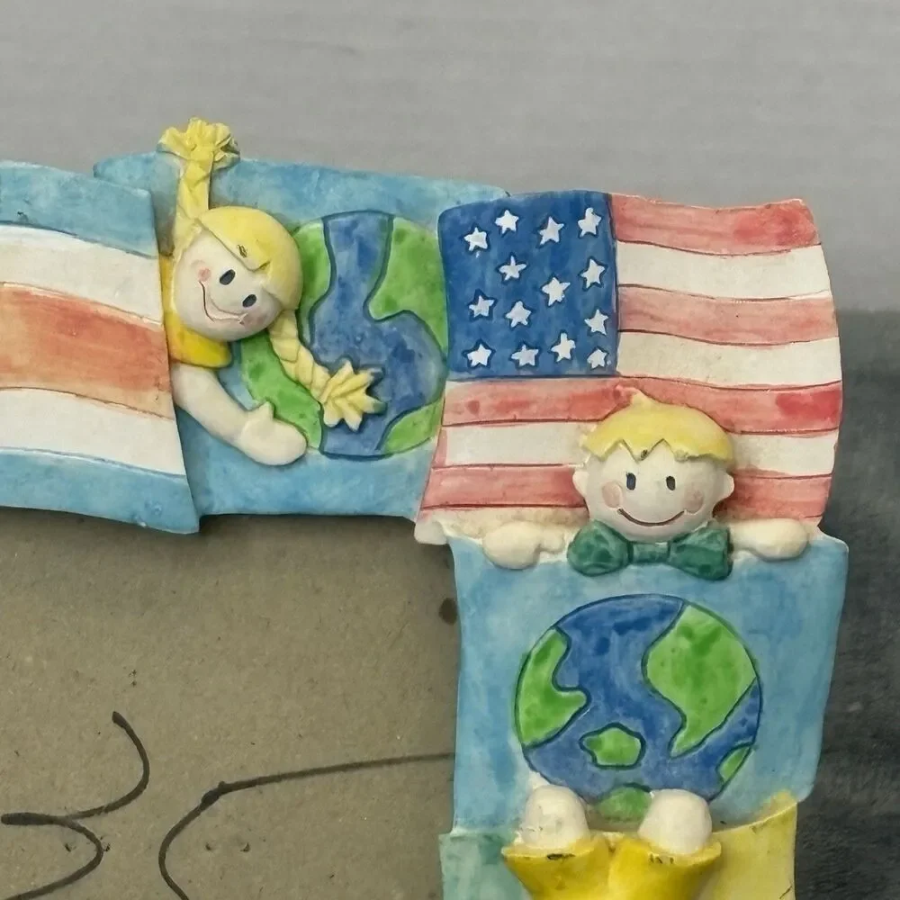 Vintage Children Of The Worlds Burnes Of Boston 3.5x5 Hand painted Picture Frame